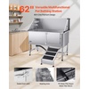 image:imageVEVOR Stainless Steel Dog Washing Station 62 inch Pet Grooming Tub wStairs PE Water Filter Board Faucet amp Showerhead amp Soap Holder Dog Bathtub for Large amp Medium amp Small Pets Right DoorRight RAMP