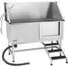 image:imageVEVOR Stainless Steel Dog Washing Station 62 inch Pet Grooming Tub wStairs PE Water Filter Board Faucet amp Showerhead amp Soap Holder Dog Bathtub for Large amp Medium amp Small Pets Right DoorRight STAIRS