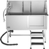 image:imageVEVOR Stainless Steel Dog Washing Station 62 inch Pet Grooming Tub wStairs PE Water Filter Board Faucet amp Showerhead amp Soap Holder Dog Bathtub for Large amp Medium amp Small Pets Right DoorRight STAIRS