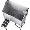 image:imageVEVOR Stainless Steel Dog Washing Station 62 inch Pet Grooming Tub wStairs PE Water Filter Board Faucet amp Showerhead amp Soap Holder Dog Bathtub for Large amp Medium amp Small Pets Right DoorLeft RAMP