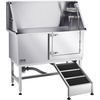 image:imageVEVOR Stainless Steel Dog Washing Station 62 inch Pet Grooming Tub wStairs PE Water Filter Board Faucet amp Showerhead amp Soap Holder Dog Bathtub for Large amp Medium amp Small Pets Right DoorRight RAMP