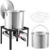 image:imageVEVOR 10 Qt Fish and Wing Fryer Aluminum Propane Fish Fryer Kit Outdoor Deep Fryer Seafood Pot with Thermometer Strainer Basket and 54000 BTUs Propane Burners for Outdoor and Backyard Cooking60qt