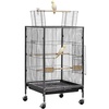 image:imageVEVOR Bird Cage 315 x 205 x 52 inch Flat Top Wrought Iron Bird Flight Cage with Perches SlideOut Tray and Plastic Feeders Casters for Parrot Blue Tit Cockatiel Canary and Monk ParakeetBlack