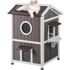image:imageVEVOR Heated Outdoor Cat House Insulated Wooden Cat House for Cats Waterproof Feral Kitty Shelter with Heating Pad PVC Flap Door amp Openable Asphalt Roof for 13 Cats in Winter 34 x 21 x 27 in2story Wooden House