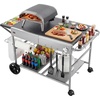 image:imageVEVOR Outdoor Grill Cart 310 x 170 inch Tabletop Size Grilling Table Foldable Outdoor Cooking Table with Tissue Holder Hooks Wheels Side Table BBQ Prep Tables for Picnic Kitchen CourtyardGray