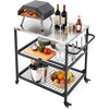 image:imageVEVOR Outdoor Grill Cart 310 x 170 inch Tabletop Size Grilling Table Foldable Outdoor Cooking Table with Tissue Holder Hooks Wheels Side Table BBQ Prep Tables for Picnic Kitchen CourtyardBlack
