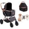 image:imageVEVOR Pet Stroller 44 lbs Weight Capacity Foldable Dog Cart 4 Wheels Cats Stroller with Mesh Windows amp Revrsible Handle Portable Pet Carrier with Brake for Small to Medium Pets4 wheels  For Pets up to 66lbs