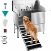 image:imageVEVOR Professional 304 Stainless Steel Dog Bathing Station 61 inch Pet Grooming Tub wAntiSlip ramp Storage Drawer Cold Hot Faucet Showerhead for Large amp Medium amp Small Right Door with Drawer50 inch