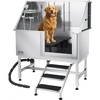 image:imageVEVOR Stainless Steel Dog Washing Station 62 inch Pet Grooming Tub wStairs PE Water Filter Board Faucet amp Showerhead amp Soap Holder Dog Bathtub for Large amp Medium amp Small Pets Right DoorRight STAIRS