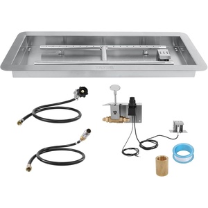 image:imageVEVOR 24 x 8 inch Dropin Fire Pit Pan Rectangular Stainless Steel Fire Pit Burner Kit Propane Gas Fire Pan 120000 BTU with HBurner for Indoor or Outdoor Use30 x 10 inch