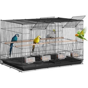 image:imageVEVOR 30 Inch Flight Bird Cage Stackable Bird Cage Parakeet Cage with SlideOut Tray and Handle Small Parrots Birdcage for Cockatiels Budgies Conure Macaw Finch Lovebirds Canaries PigeonsBlack  Dividable
