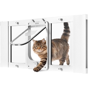 image:imageVEVOR Cat Door for Window Adjustable to Fit Window Width 3136 4 Secure Lock Modes Aluminum Frame and HighTransparency Glass Magnetic Closure Weatherproof QuickFit Pet Door for Cats WhiteWhite
