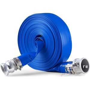 image:imageVEVOR Discharge Hose 4 x 105 PVC Lay Flat Hose Heavy Duty Backwash Drain Hose with Clamps Weatherproof amp Burstproof Ideal for Swimming Pool amp Water Transfer Blue  for Swimming Pool Water Transfer Weatherproof amp Burstproof 642 in Flat Width 60 PSI Working Pressure with 2 Clamps Blue2 x 100 with connector