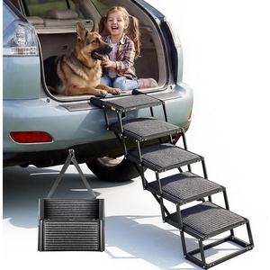 image:imageVEVOR Dog Stairs for Car 4 Steps Extra Wide Foldable Dog Ramp for Large Dogs with NonSlip Rug Surface Portable Lightweight Pet Ladder for Car SUV Truck High Beds Sofas Support up to 200 lbs5 Steps