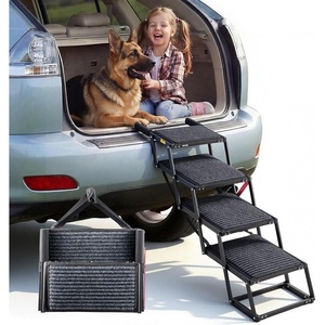 image:imageVEVOR Dog Stairs for Car 4 Steps Extra Wide Foldable Dog Ramp for Large Dogs with NonSlip Rug Surface Portable Lightweight Pet Ladder for Car SUV Truck High Beds Sofas Support up to 200 lbs4 StepsFelt Grip