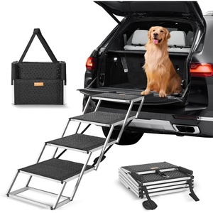 image:imageVEVOR Dog Stairs for Car Wide 5StepsFolding Dog Car Ramp with Nonslip Surface Portable Pet Steps Lightweight Aluminum for Car SUV and Truck Supports up to 150 lbs4 Steps