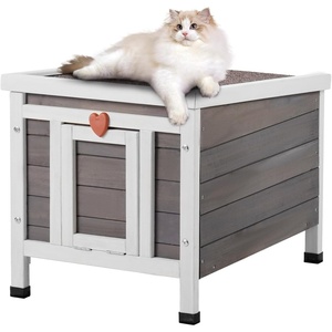 image:imageVEVOR Heated Outdoor Cat House Insulated Wooden Cat House for Cats Waterproof Feral Kitty Shelter with Heating Pad PVC Flap Door amp Openable Asphalt Roof for 13 Cats in Winter 34 x 21 x 27 inWooden House