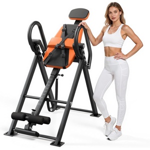 image:imageVEVOR Inversion Table 300 lbs Capacity Heavy Duty Back Inverter Stretcher Inverted Table with DualRoller Locking Decompression Tables for Shoulders Neck MultiAngle Adjustable Tether StrapBlack  Orange
