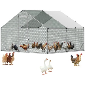 image:imageVEVOR Large Metal Chicken Coop98 x 98 x 66 ft Walkin Chicken Run House with Waterproof Cover amp Sturdy Frame Spire Roof Poultry Cage Duck Pen for Rabbit Hen Goose Outdoor Backyard Farm Use1181L x 1181W x 787H