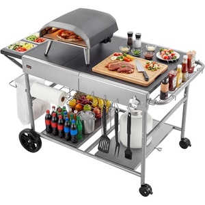 image:imageVEVOR Outdoor Grill Cart 310 x 170 inch Tabletop Size Grilling Table Foldable Outdoor Cooking Table with Tissue Holder Hooks Wheels Side Table BBQ Prep Tables for Picnic Kitchen CourtyardGray