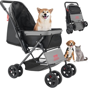 image:imageVEVOR Pet Stroller 44 lbs Weight Capacity Foldable Dog Cart 4 Wheels Cats Stroller with Mesh Windows amp Revrsible Handle Portable Pet Carrier with Brake for Small to Medium Pets4 wheels  For Pets up to 40 Pound