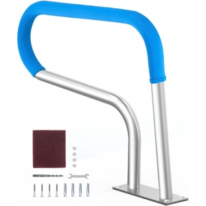 image:imageVEVOR Pool Handrail 2 PCS 55 x 32 inch Railing Stainless Steel with Base Plate for IndoorOutdoor RustProof Grab Bar wGrip CoverampAccessories for DecksSpas32x23 Inch
