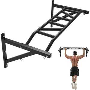 image:imageVEVOR Pull Up Bar MultiGrip Wall Mounted Pull Ups 50 in Width Multifunctional Chin Up Training Station Heavy Duty Steel Upper Body Workout Bars with Hangers 440 lbs Weight Capacity for Home GymMultigrip with Hangers