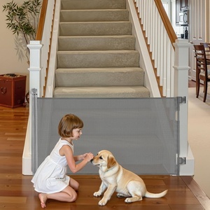 image:imageVEVOR Retractable Baby Gate Extends to 2027 inch Extra Wide 39 inch Tall with Reinforced Fiberglass Strips Avoids Crawling Through Mesh Dog Gate for Decks Doorways Garages Indoor BlackGray