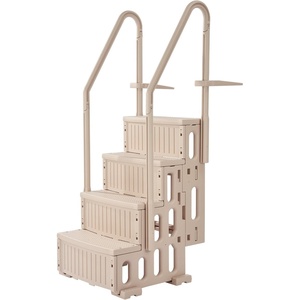 image:imageVEVOR Swimming Pool Ladder 4Step Double Handrails Stairs with NonSlip Heavy Duty Steps Max Load Capacity 400 lbs for 4854 in Inground amp AboveGround Pools of Any Decking Surface Milk WhiteTaupe