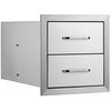 image:imageHappybuy Outdoor Kitchen Drawers 14W x 143H x 23D Inch Flush Mount Double BBQ Drawers Stainless Steel with Handle for BBQ Islands or Grill Stations