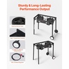 image:imageVEVOR 2 Burner Outdoor Propane Gas Stove 150000 BTU Propane LPG Gas Camping Stove Heavyduty Carbon Steel Outdoor Cooker with 2 Wheels amp 20 PSI Regulator amp Hose for BBQ Camp Home Patio BackyardBlack