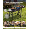 image:imageVEVOR 2 Burner Outdoor Propane Gas Stove 150000 BTU Propane LPG Gas Camping Stove Heavyduty Carbon Steel Outdoor Cooker with 2 Wheels amp 20 PSI Regulator amp Hose for BBQ Camp Home Patio BackyardBlack