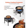 image:imageVEVOR 2 Burner Outdoor Propane Gas Stove 150000 BTU Propane LPG Gas Camping Stove Heavyduty Carbon Steel Outdoor Cooker with 2 Wheels amp 20 PSI Regulator amp Hose for BBQ Camp Home Patio BackyardBlack