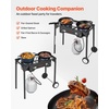 image:imageVEVOR 2 Burner Outdoor Propane Gas Stove 150000 BTU Propane LPG Gas Camping Stove Heavyduty Carbon Steel Outdoor Cooker with 2 Wheels amp 20 PSI Regulator amp Hose for BBQ Camp Home Patio BackyardBlack