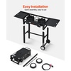 image:imageVEVOR 2 Burner Outdoor Propane Gas Stove 150000 BTU Propane LPG Gas Camping Stove Heavyduty Carbon Steel Outdoor Cooker with 2 Wheels amp 20 PSI Regulator amp Hose for BBQ Camp Home Patio BackyardBlack