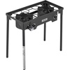 image:imageVEVOR 2 Burner Outdoor Propane Gas Stove 150000 BTU Propane LPG Gas Camping Stove Heavyduty Carbon Steel Outdoor Cooker with 2 Wheels amp 20 PSI Regulator amp Hose for BBQ Camp Home Patio BackyardBlack