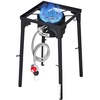 image:imageVEVOR 2 Burner Outdoor Propane Gas Stove 150000 BTU Propane LPG Gas Camping Stove Heavyduty Carbon Steel Outdoor Cooker with 2 Wheels amp 20 PSI Regulator amp Hose for BBQ Camp Home Patio BackyardBlack