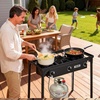 image:imageVEVOR 2 Burner Outdoor Propane Gas Stove 150000 BTU Propane LPG Gas Camping Stove Heavyduty Carbon Steel Outdoor Cooker with 2 Wheels amp 20 PSI Regulator amp Hose for BBQ Camp Home Patio BackyardBlack