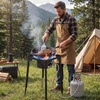 image:imageVEVOR 2 Burner Outdoor Propane Gas Stove 150000 BTU Propane LPG Gas Camping Stove Heavyduty Carbon Steel Outdoor Cooker with 2 Wheels amp 20 PSI Regulator amp Hose for BBQ Camp Home Patio BackyardBlack