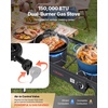 image:imageVEVOR 2 Burner Outdoor Propane Gas Stove 150000 BTU Propane LPG Gas Camping Stove Heavyduty Carbon Steel Outdoor Cooker with 2 Wheels amp 20 PSI Regulator amp Hose for BBQ Camp Home Patio BackyardBlack