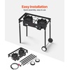 image:imageVEVOR 2 Burner Outdoor Propane Gas Stove 150000 BTU Propane LPG Gas Camping Stove Heavyduty Carbon Steel Outdoor Cooker with 2 Wheels amp 20 PSI Regulator amp Hose for BBQ Camp Home Patio BackyardBlack