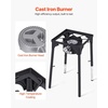 image:imageVEVOR 2 Burner Outdoor Propane Gas Stove 150000 BTU Propane LPG Gas Camping Stove Heavyduty Carbon Steel Outdoor Cooker with 2 Wheels amp 20 PSI Regulator amp Hose for BBQ Camp Home Patio BackyardBlack