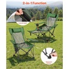 image:imageVEVOR 2in1 Reclining Camping Chair with Footrest for Adults 4 Adjustable Positions Portable Folding Lounger Lightweight Mesh Beach Chair Supports 220lbs Heavy Duty Camp Chairs Outdoor GrayGreen