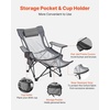 image:imageVEVOR 2in1 Reclining Camping Chair with Footrest for Adults 4 Adjustable Positions Portable Folding Lounger Lightweight Mesh Beach Chair Supports 220lbs Heavy Duty Camp Chairs Outdoor GrayGrey