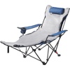 image:imageVEVOR 2in1 Reclining Camping Chair with Footrest for Adults 4 Adjustable Positions Portable Folding Lounger Lightweight Mesh Beach Chair Supports 220lbs Heavy Duty Camp Chairs Outdoor GrayGray Padded