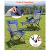 image:imageVEVOR 2in1 Reclining Camping Chair with Footrest for Adults 4 Adjustable Positions Portable Folding Lounger Lightweight Mesh Beach Chair Supports 220lbs Heavy Duty Camp Chairs Outdoor GrayBlue