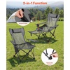 image:imageVEVOR 2in1 Reclining Camping Chair with Footrest for Adults 4 Adjustable Positions Portable Folding Lounger Lightweight Mesh Beach Chair Supports 220lbs Heavy Duty Camp Chairs Outdoor GrayGrey