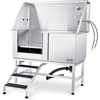 image:imageVEVOR 50 Pet Dog Bathing Station wStairs Professional Stainless Steel Dog Grooming Tub wSoap Box FaucetRich Accessory Dog Bathtub for LargeMediumSmall Pets Washing Sink for Home LeftSilver