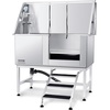 image:imageVEVOR 50 Pet Dog Bathing Station wStairs Professional Stainless Steel Dog Grooming Tub wSoap Box FaucetRich Accessory Dog Bathtub for LargeMediumSmall Pets Washing Sink for Home LeftSilver