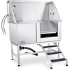 image:imageVEVOR 50 Pet Dog Bathing Station wStairs Professional Stainless Steel Dog Grooming Tub wSoap Box FaucetRich Accessory Dog Bathtub for LargeMediumSmall Pets Washing Sink for Home LeftSilver